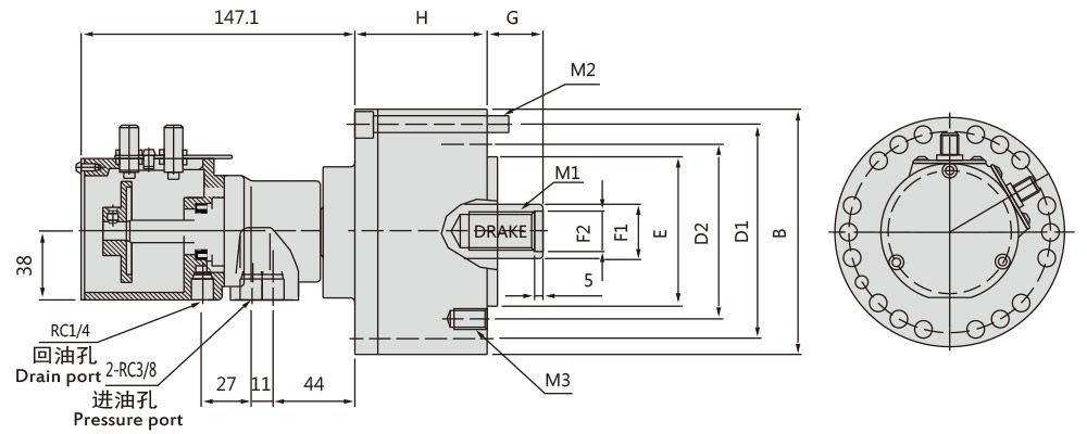 RS Rotating Hydraulic Cylinder with Stroke Control and Safety Device