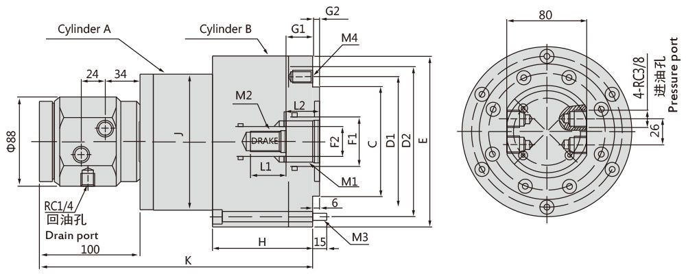 RY-BK Separate Control of Double Rod Rotating Cylinder