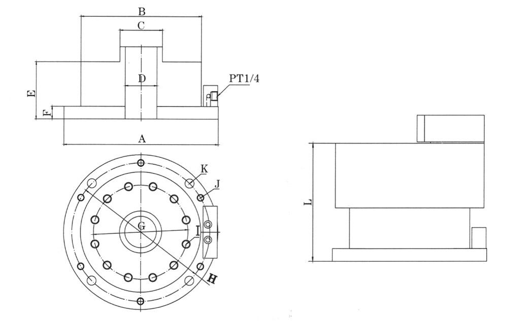 YK3-L Vertical Through Hole Hydraulic Chuck